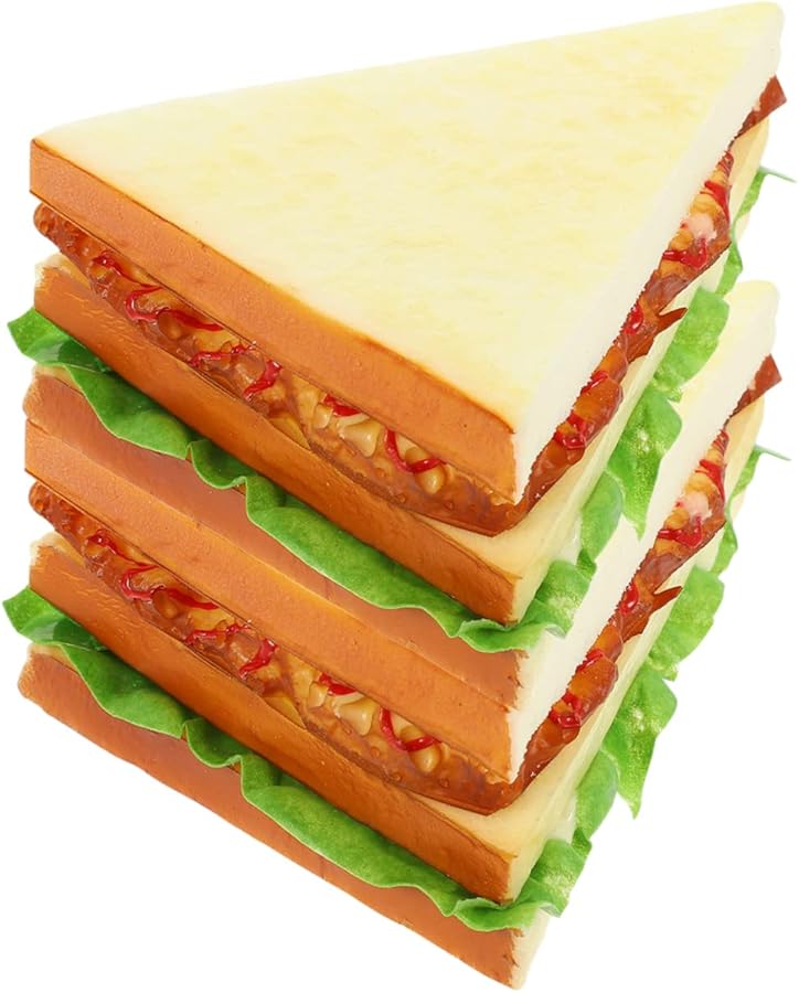 Hootnee 2pcs Fake Squishy Bread Sandwich Models Kitchen Decor Photo Props Teaching Aids - Image 1